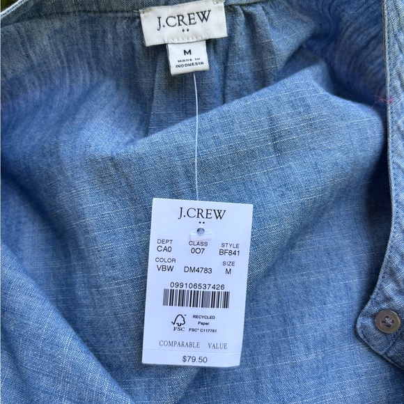 J. Crew Chambray Ruffle Blouse - Picture 6 of 6